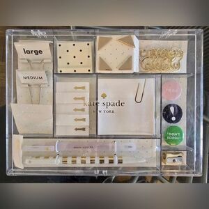 NWT kate spade Gold and White Desk Organizer Set